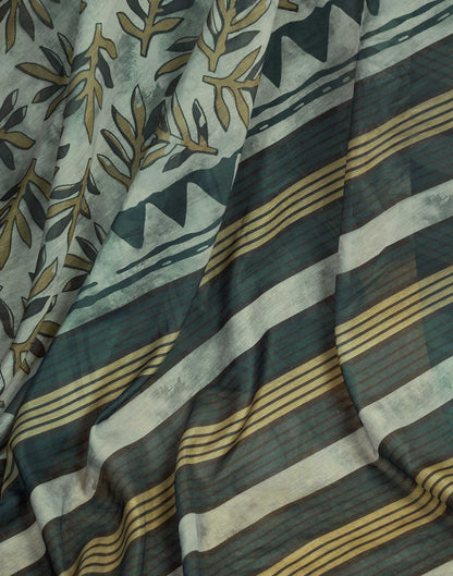 Ready To Wear Grey Linen Printed Saree