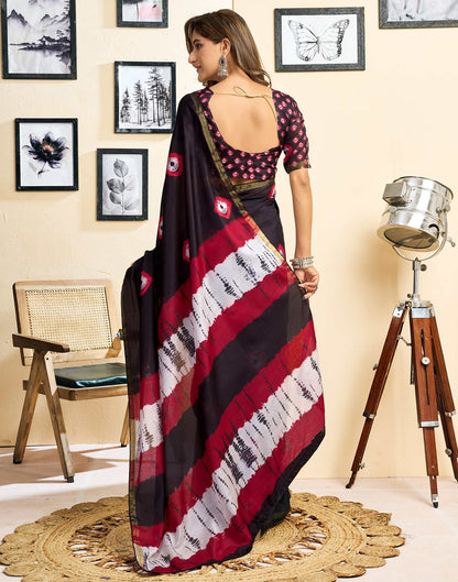 Ready To Wear Black Linen Printed Saree