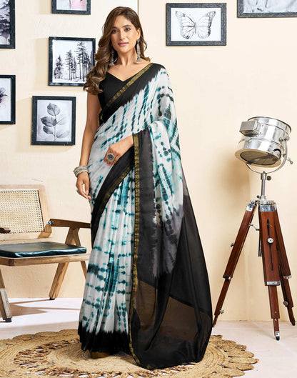 Ready To Wear White Linen Printed Saree