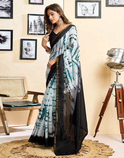 Ready To Wear White Linen Printed Saree