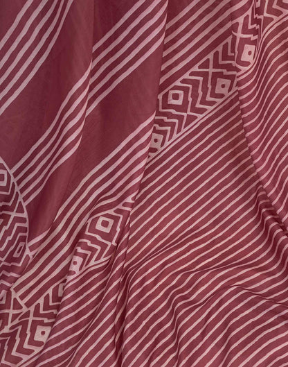 Ready To Wear Dusty Wine Linen Printed Saree