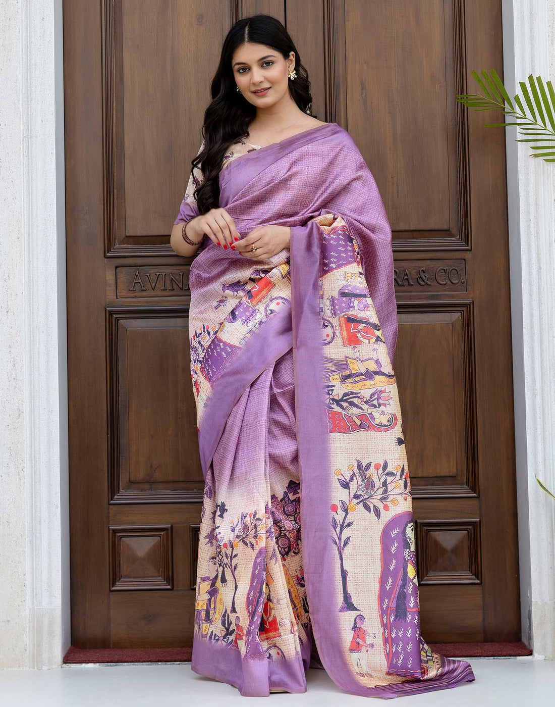 Ready To Wear Dusty Mauve Silk Printed Saree