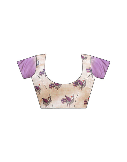 Ready To Wear Dusty Mauve Silk Printed Saree