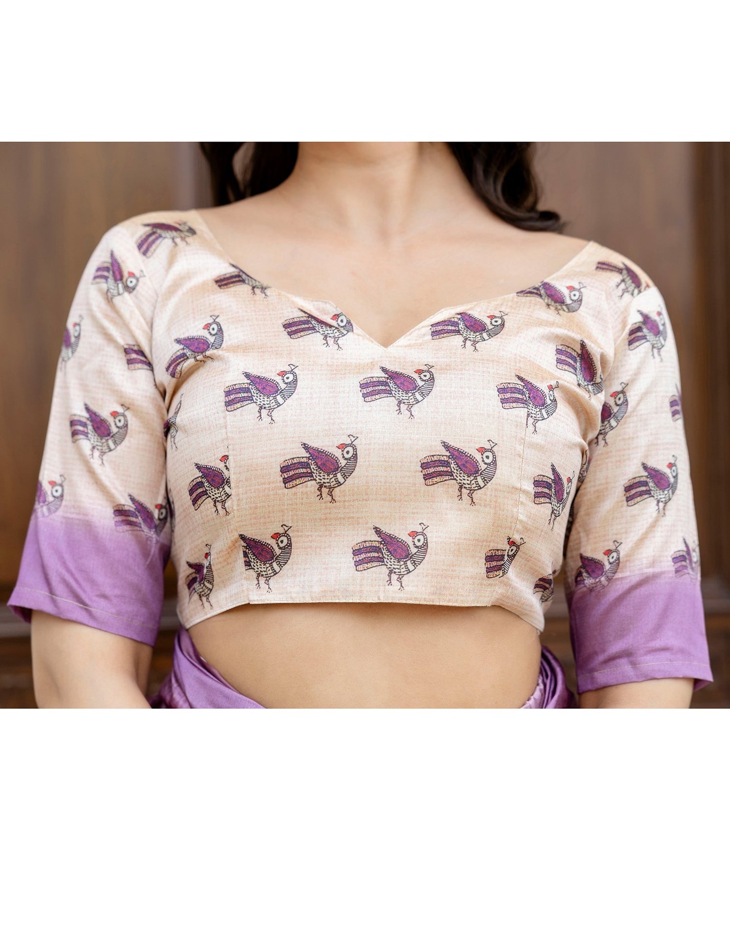 Ready To Wear Dusty Mauve Silk Printed Saree