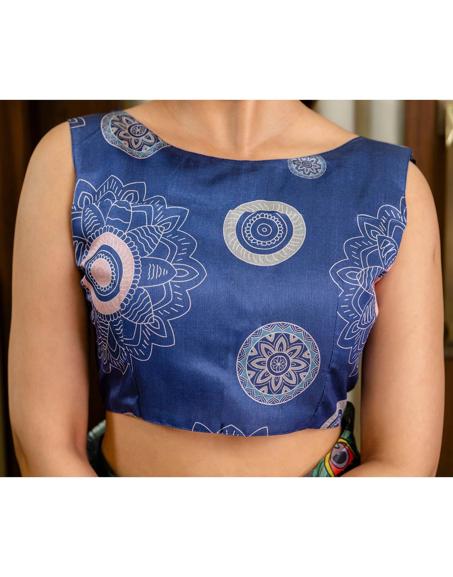 Ready To Wear Peach Silk Printed Saree