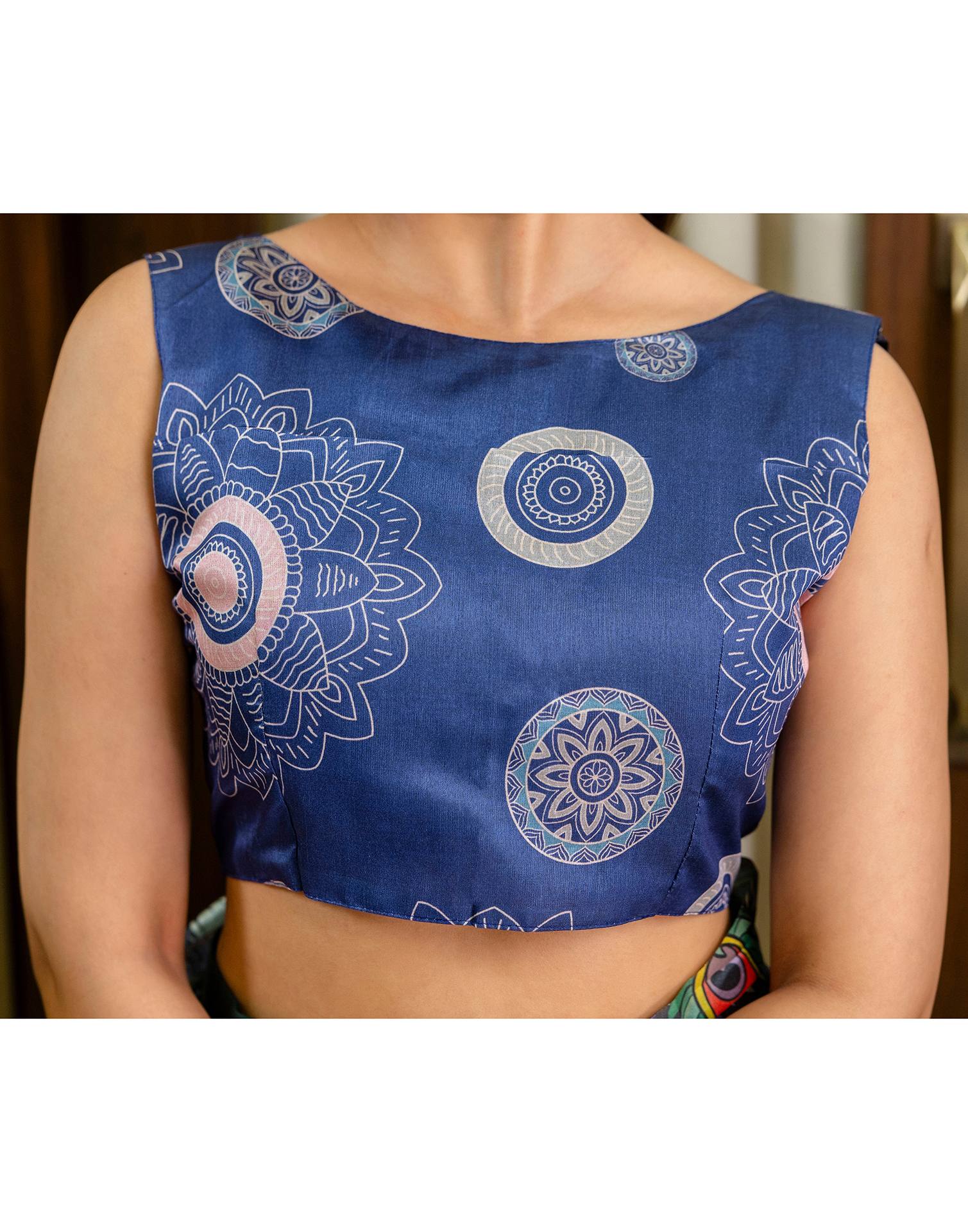 Ready To Wear Peach Silk Printed Saree