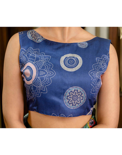 Ready To Wear Peach Silk Printed Saree