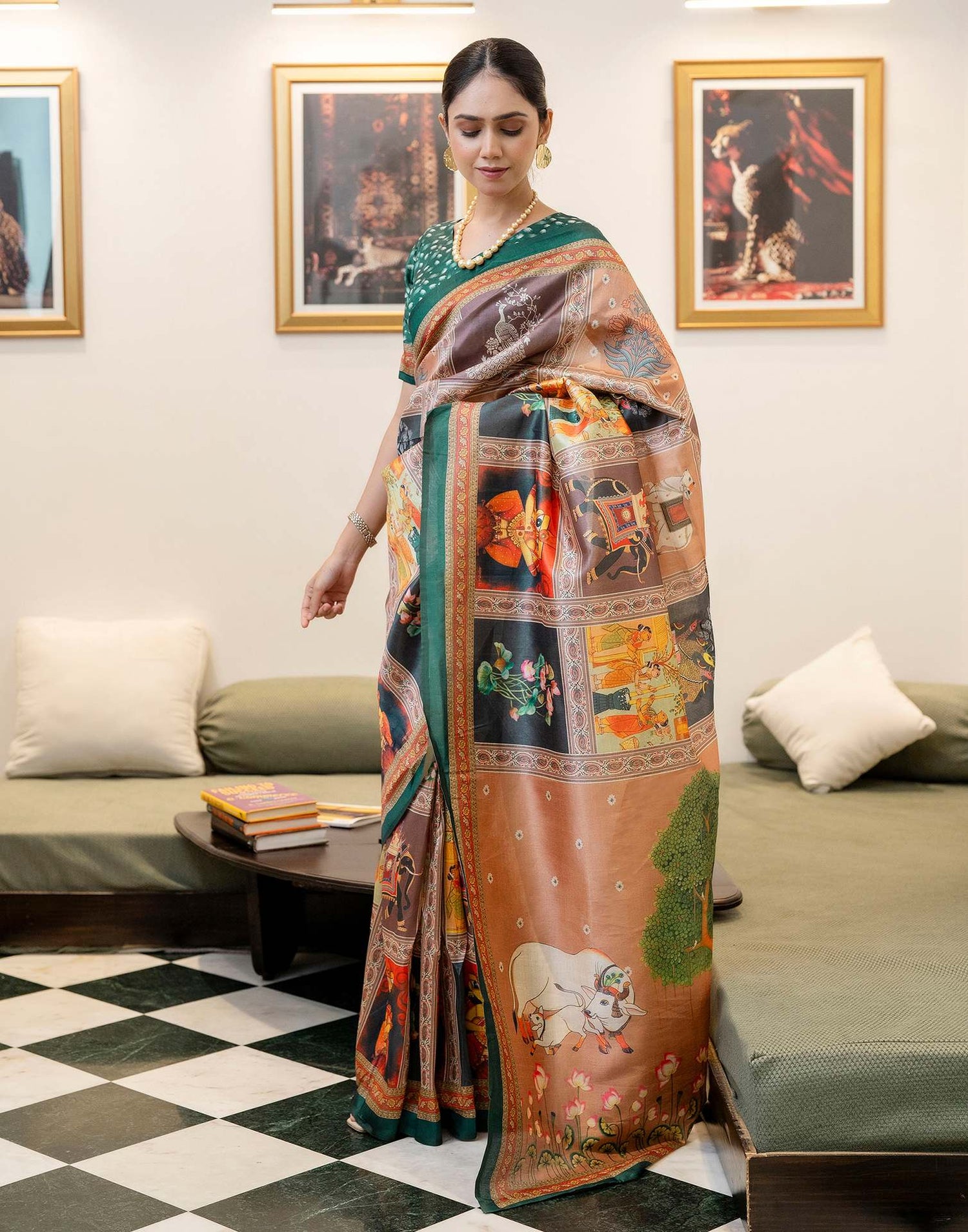 Ready To Wear Multicoloured Silk Printed Saree