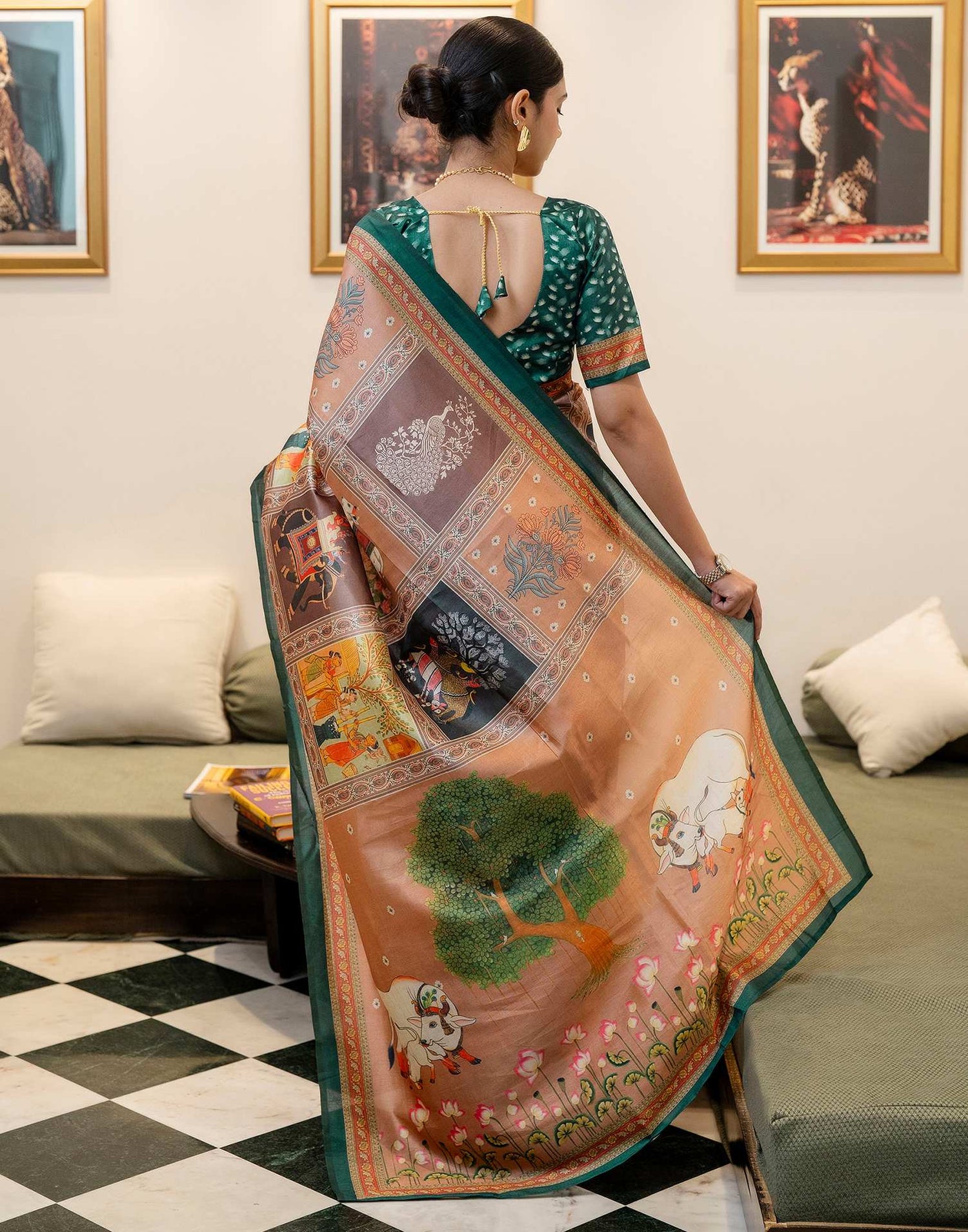 Ready To Wear Multicoloured Silk Printed Saree