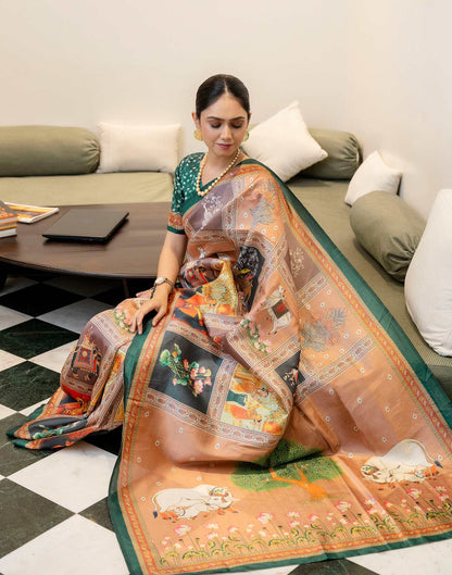 Ready To Wear Multicoloured Silk Printed Saree