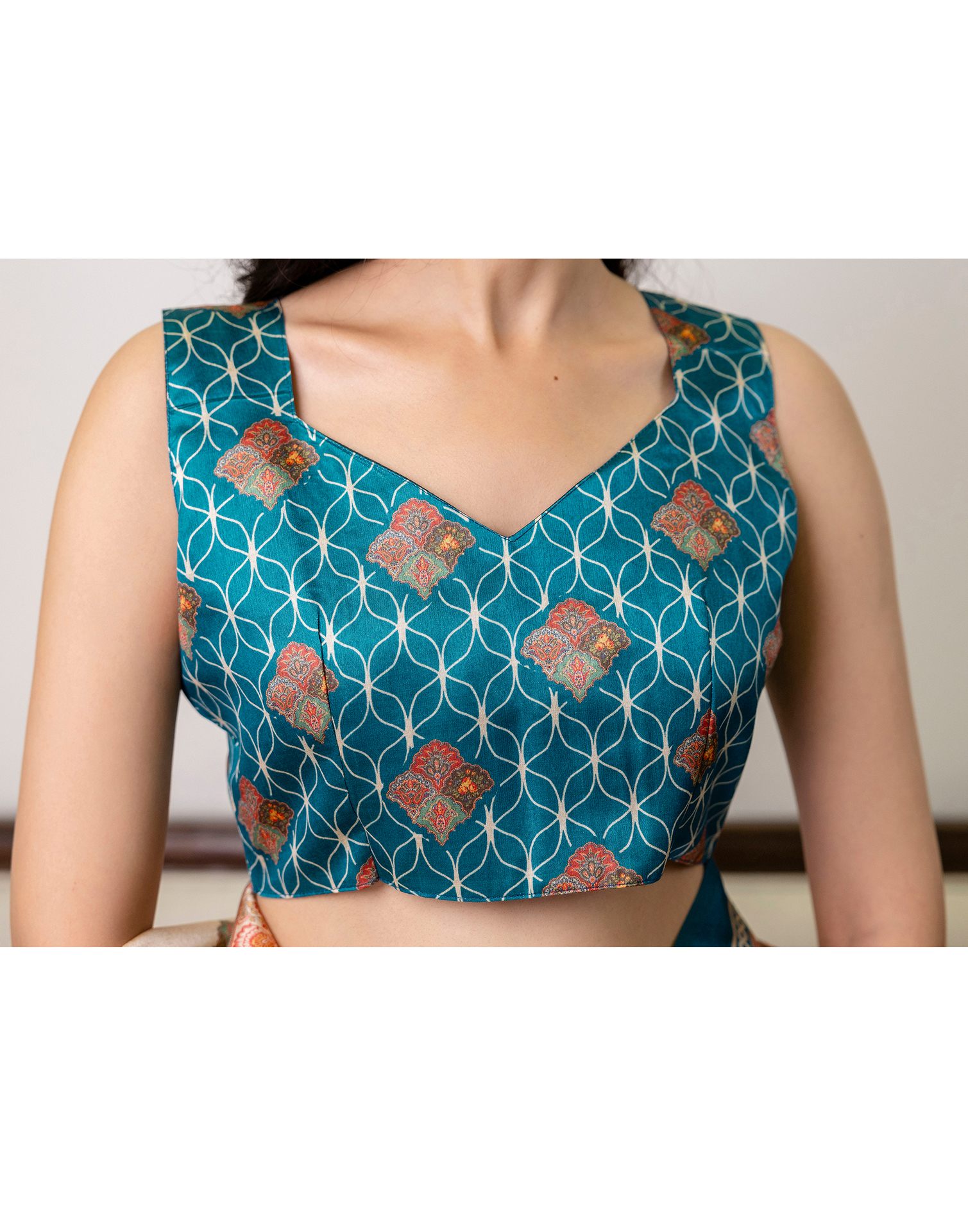 Ready To Wear Beige Silk Printed Saree