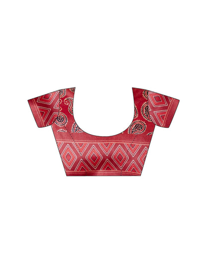 Ready To Wear Off White Silk Printed Saree