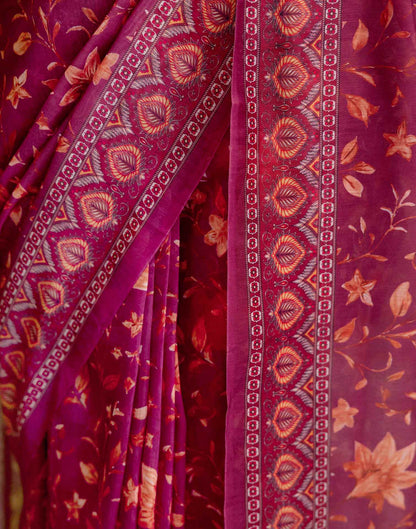 Ready To Wear Dusty Wine Linen Printed Saree
