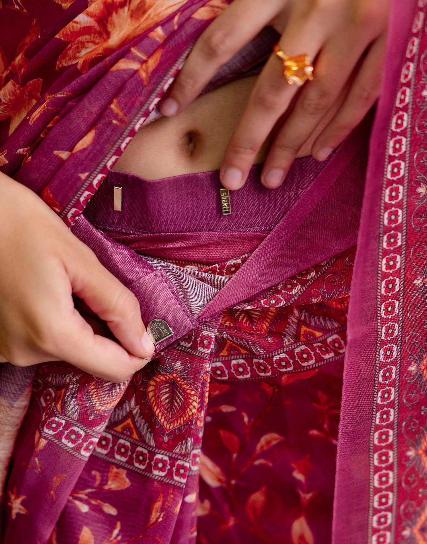 Ready To Wear Dusty Wine Linen Printed Saree