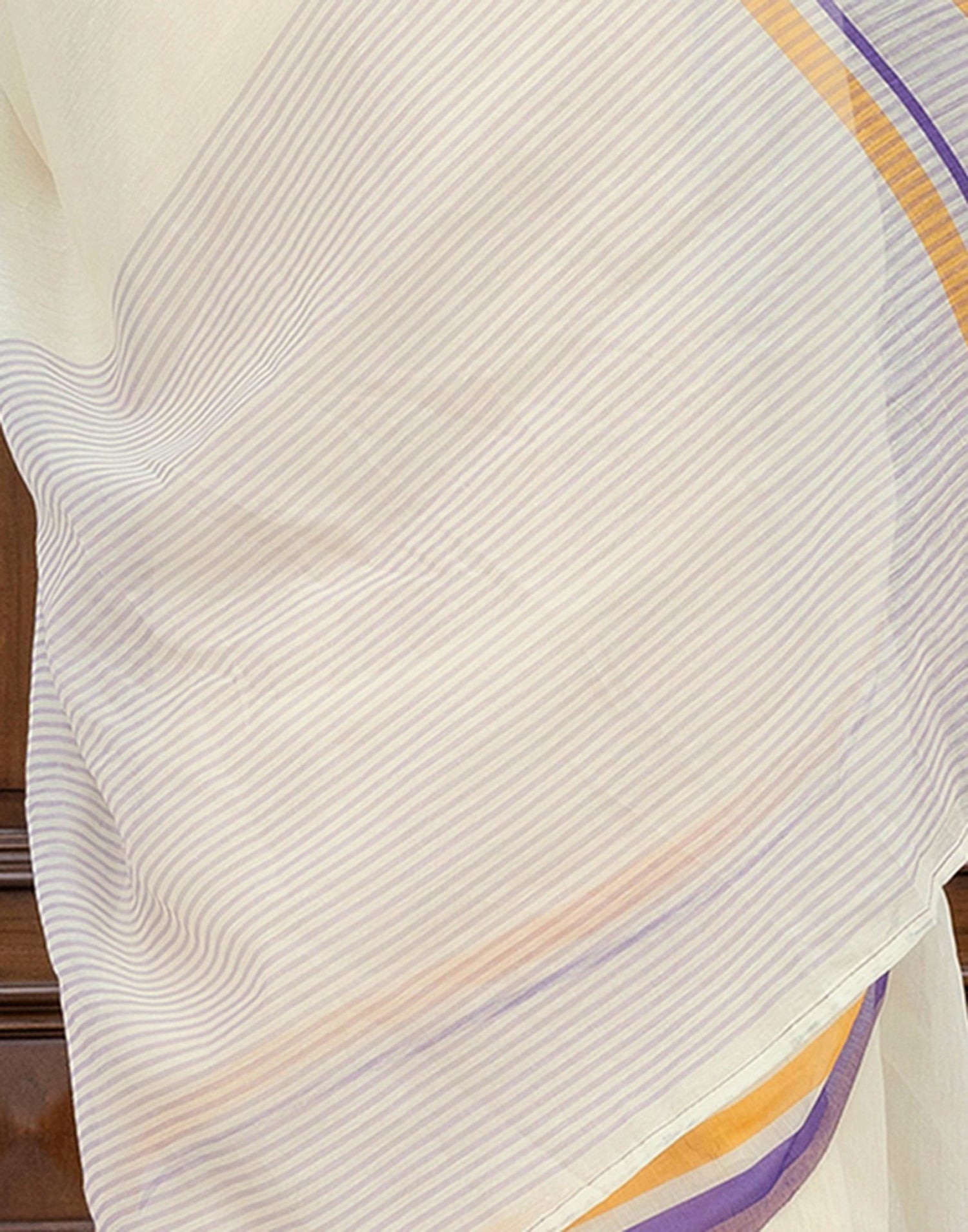 Ready To Wear Off White Linen Printed Saree