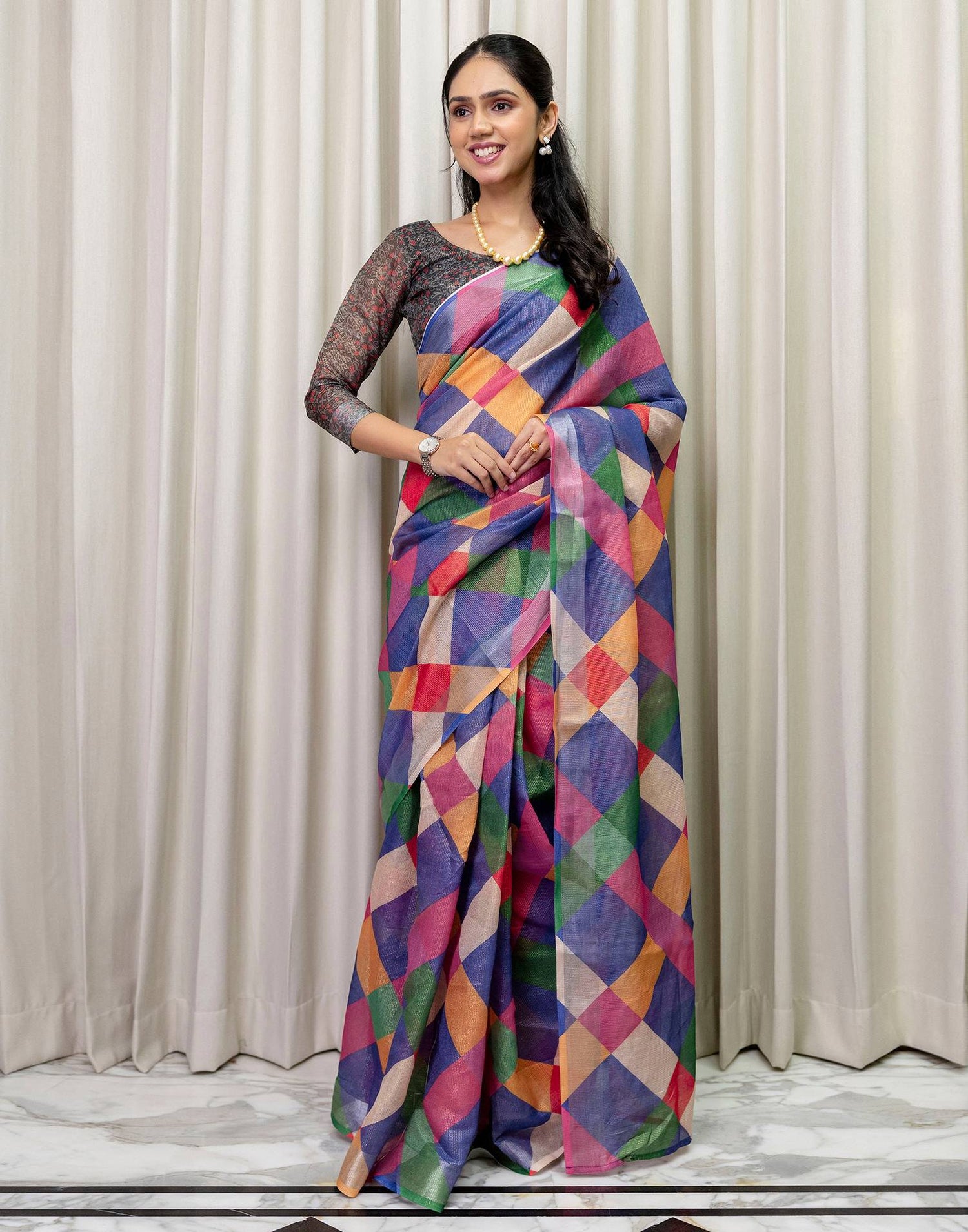 Ready To Wear Multicoloured Cotton Printed Saree