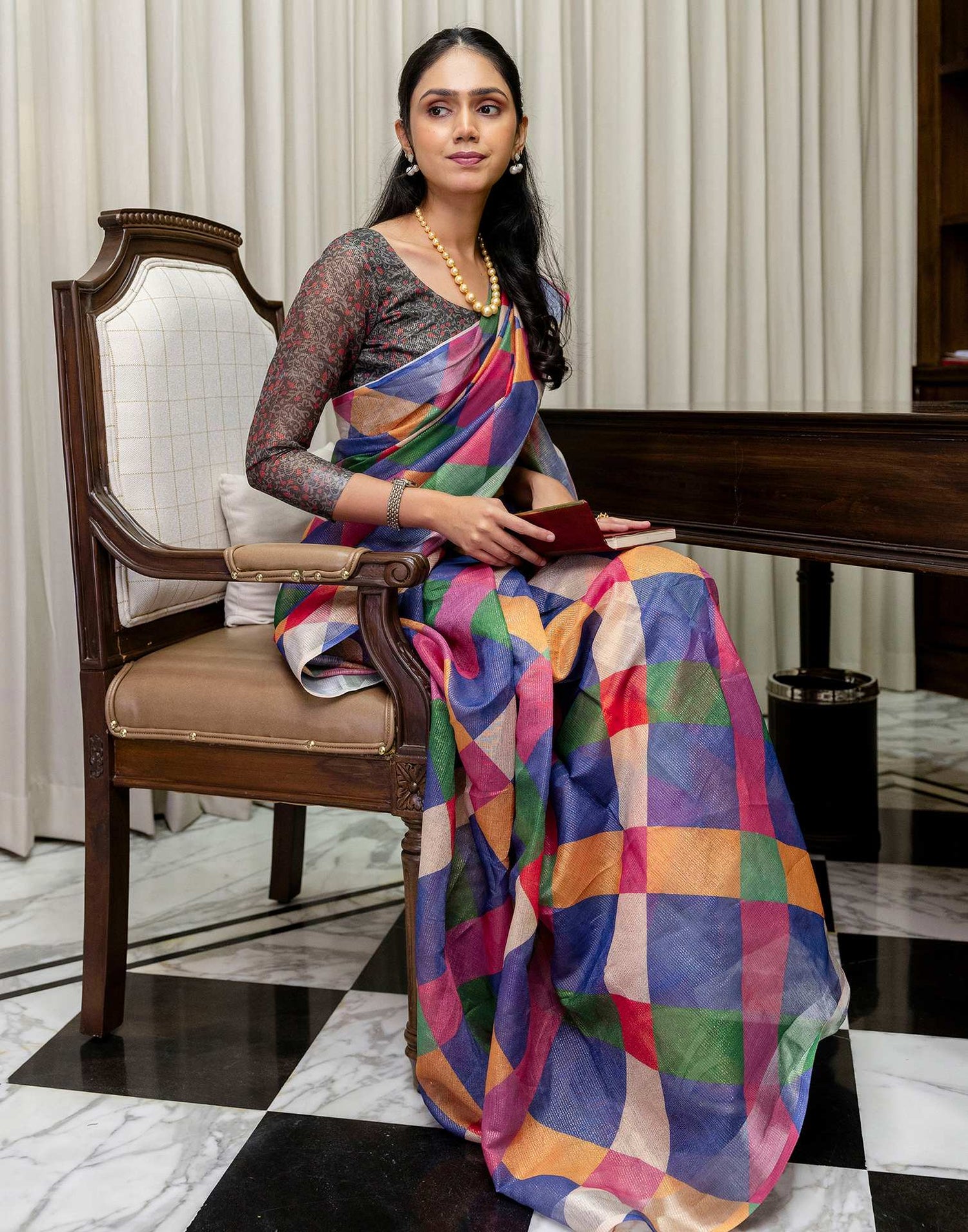 Ready To Wear Multicoloured Cotton Printed Saree