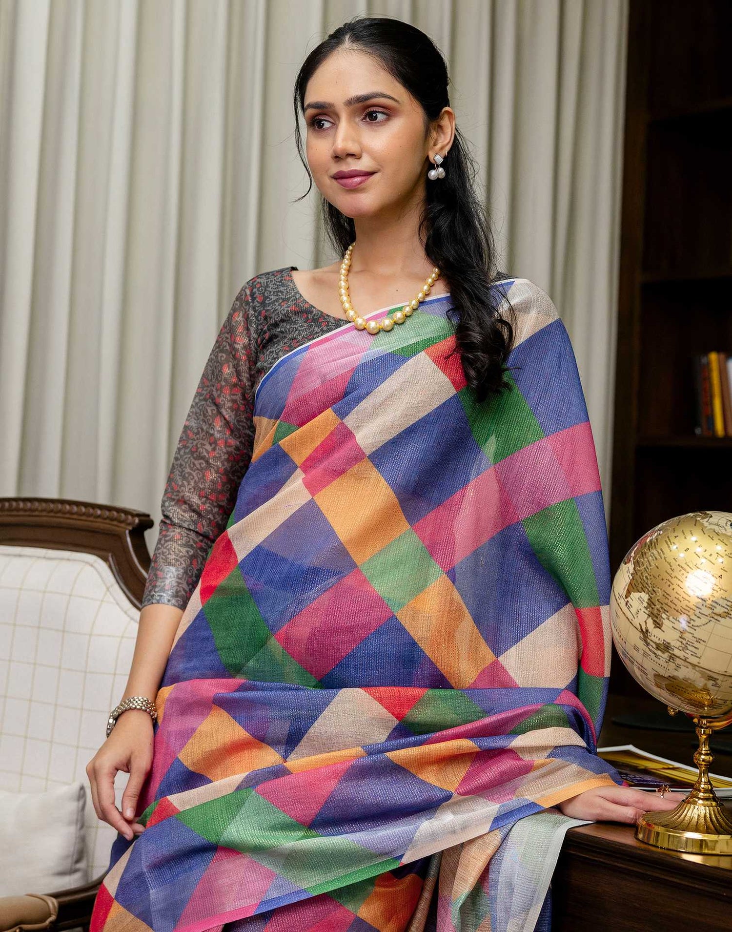 Ready To Wear Multicoloured Cotton Printed Saree