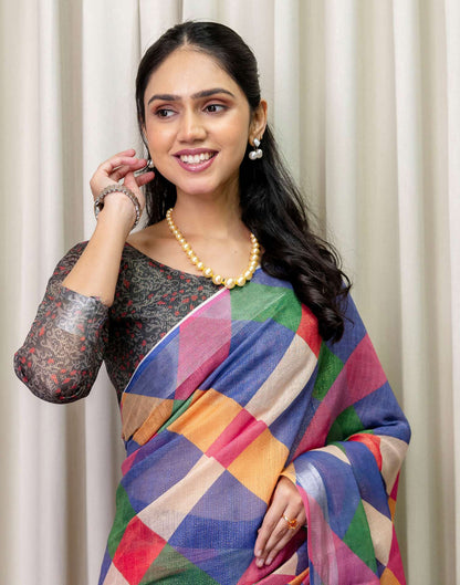Ready To Wear Multicoloured Cotton Printed Saree