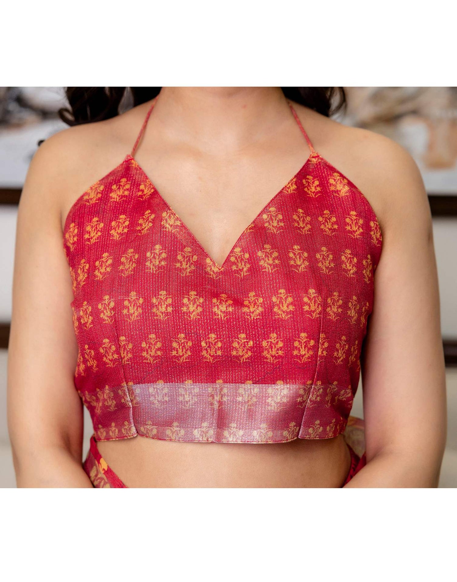 Ready To Wear Dusty Orange Cotton Printed Saree