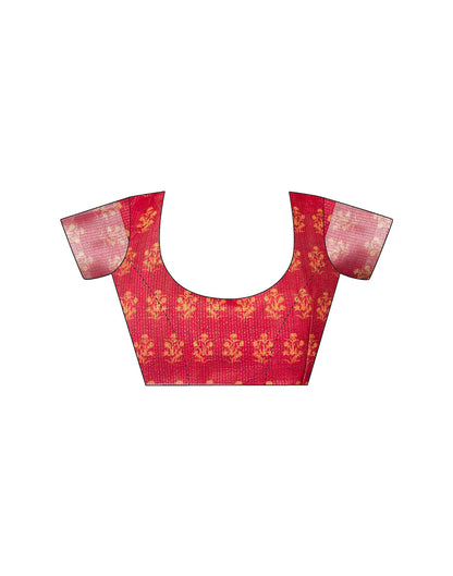 Ready To Wear Dusty Orange Cotton Printed Saree