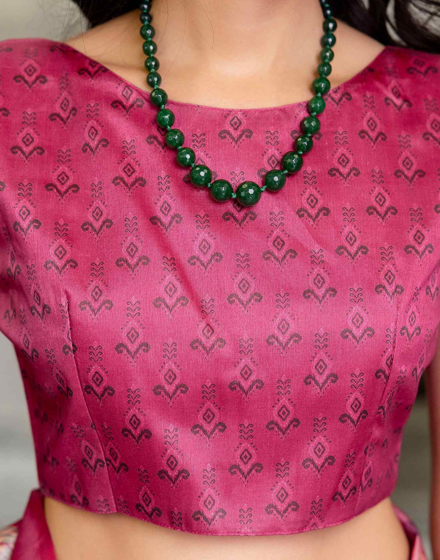 Ready To Wear Peach Silk Madhubani Printed Saree