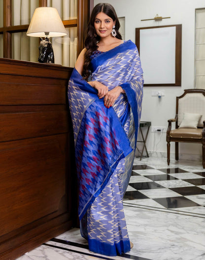 Ready To Wear Lavender Silk Ikkat Printed Saree