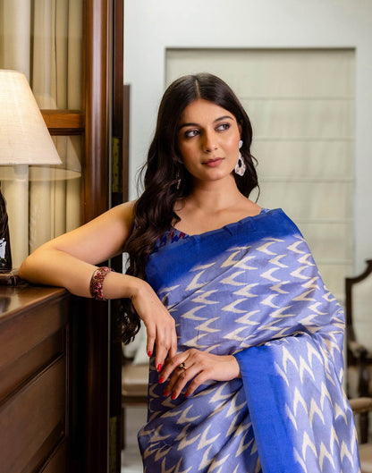 Ready To Wear Lavender Silk Ikkat Printed Saree