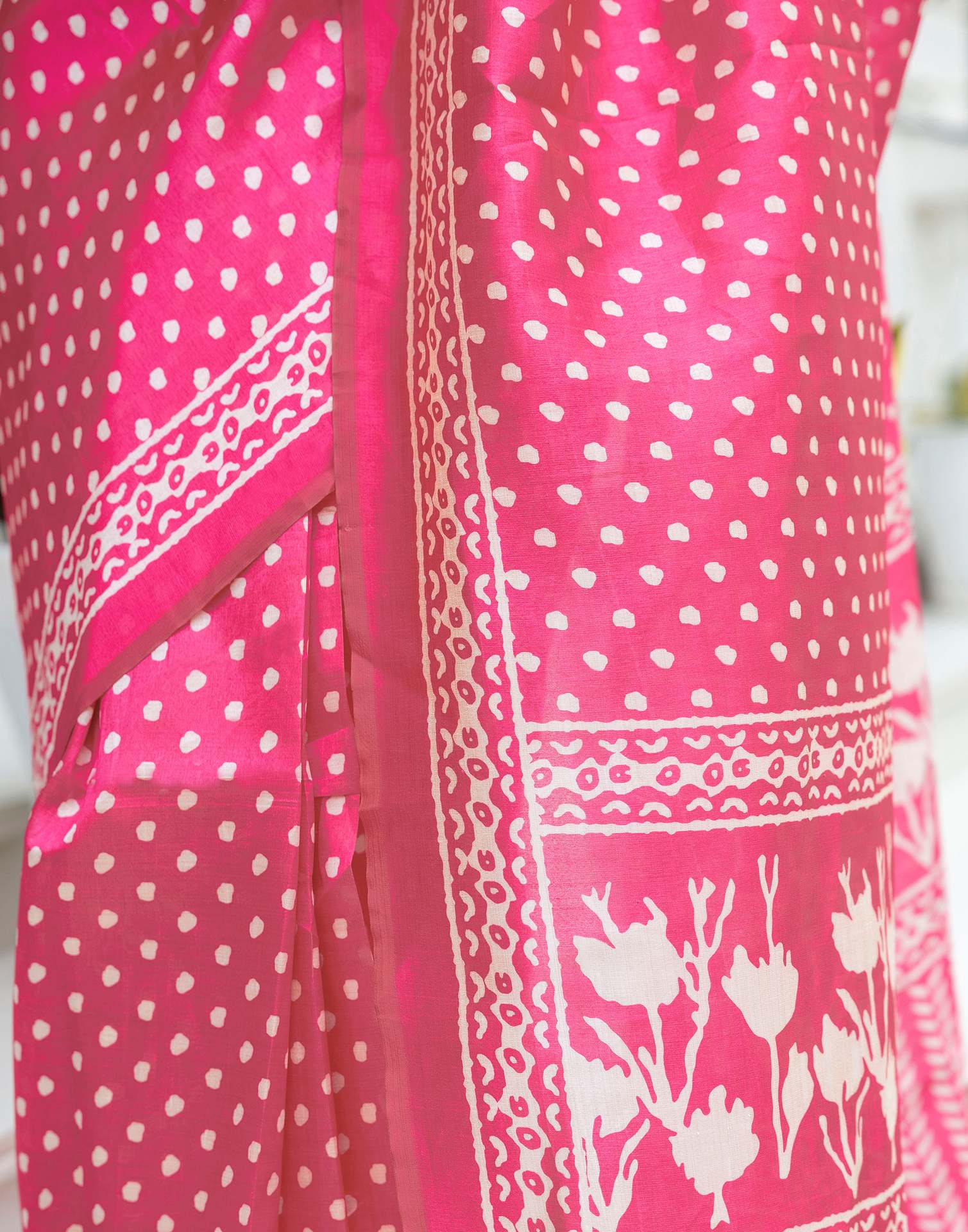 Ready To Wear Pink Silk Printed Saree