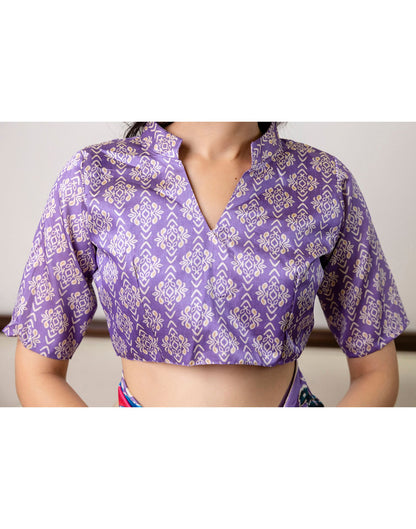 Ready To Wear Off White Silk Printed Saree