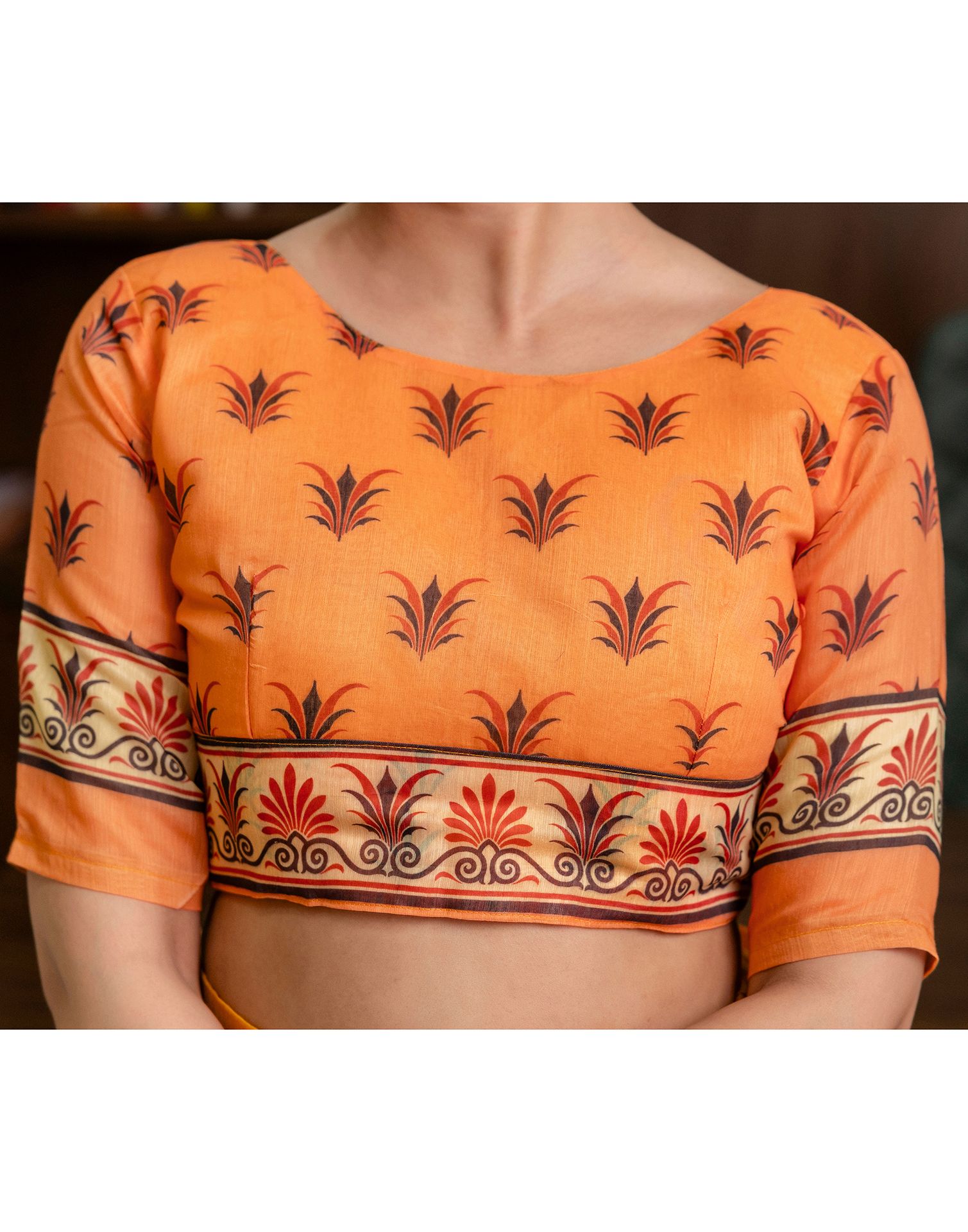 Ready To Wear White Linen Printed Saree