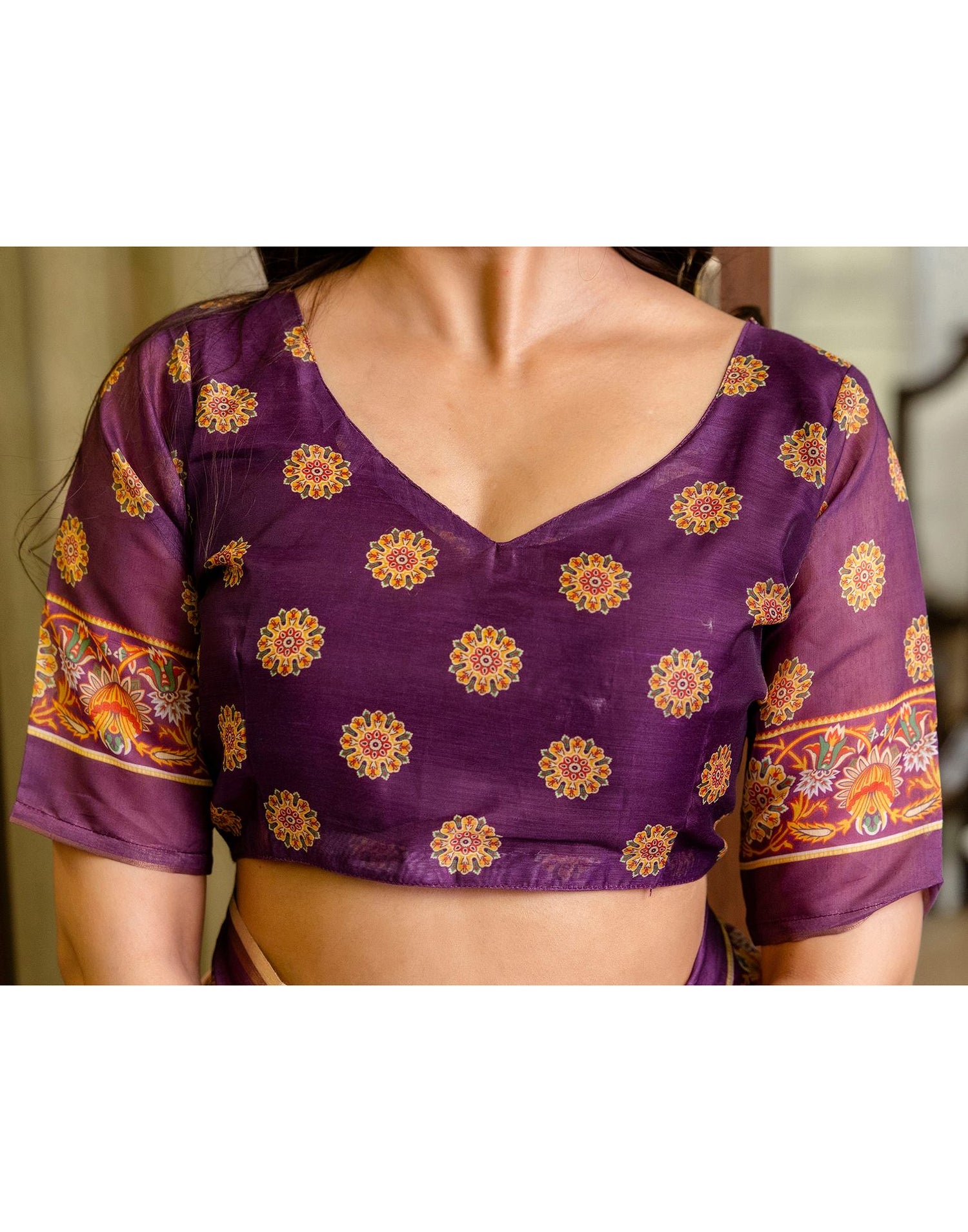 Ready To Wear Light Pink Linen Printed Saree