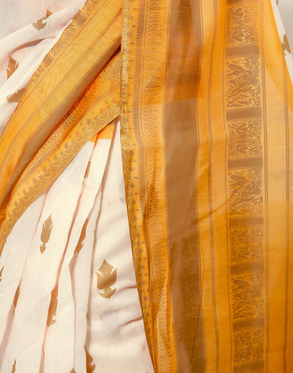 Ready To Wear Peach Linen Printed Saree
