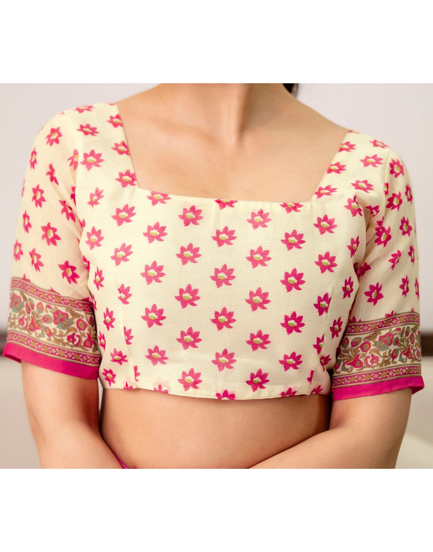 Ready To Wear Off White Linen Printed Saree