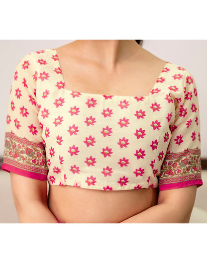 Ready To Wear Off White Linen Printed Saree