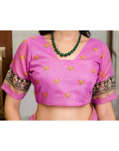 Ready To Wear Light Yellow Linen Printed Saree