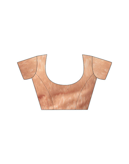 Ready To Wear Peach Linen Printed Saree