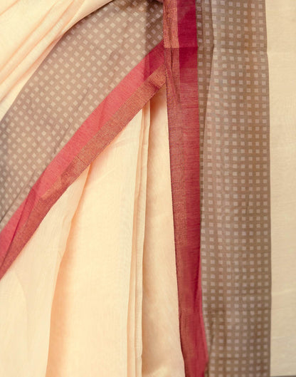 Ready To Wear Light Peach Linen Printed Saree