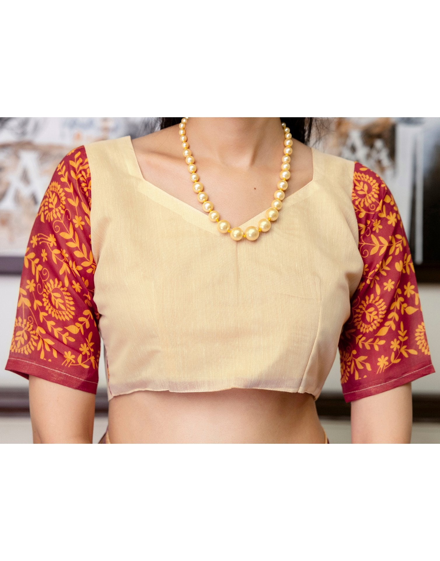 Ready To Wear Light Peach Linen Printed Saree