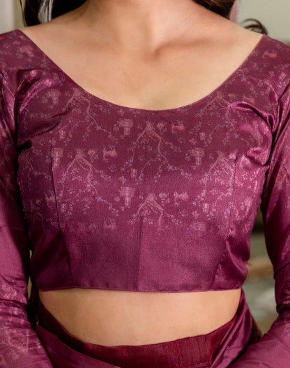 Ready To Wear Dark Beige Silk Printed Saree