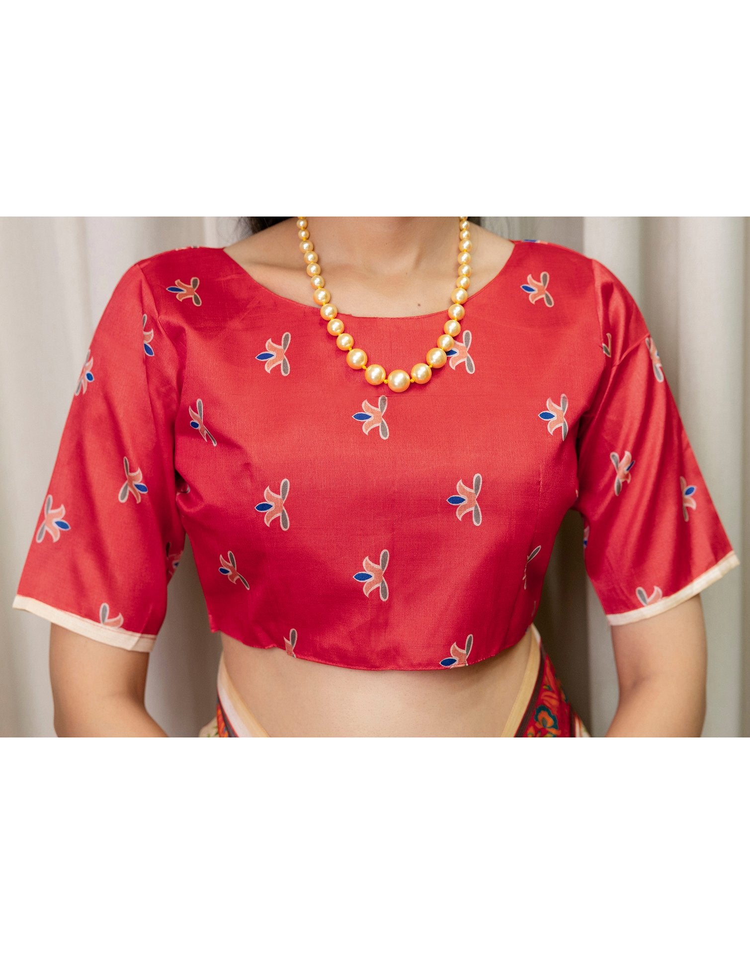 Ready To Wear Beige Silk Printed Saree