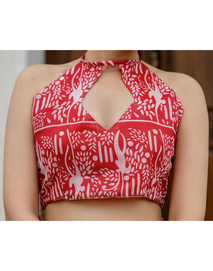 Ready To Wear White Linen Printed Saree