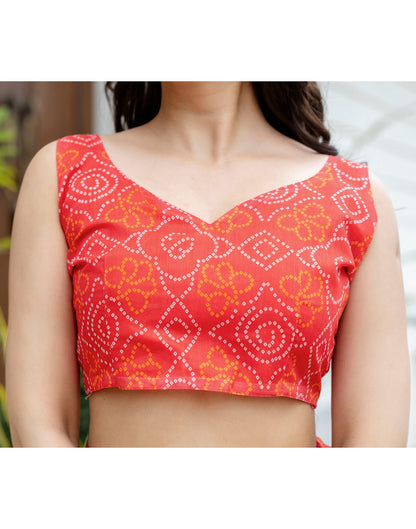 Ready To Wear Red Linen Printed Saree