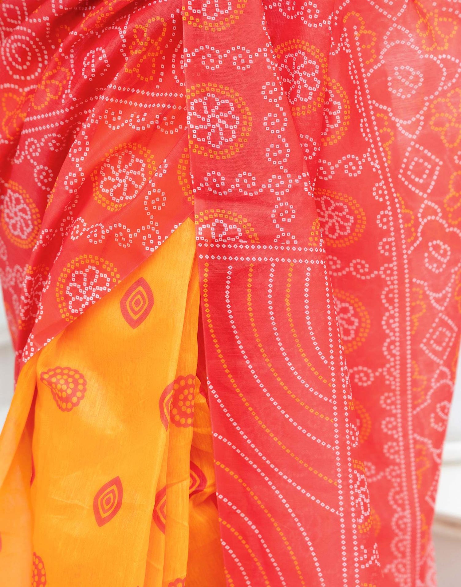 Ready To Wear Red Linen Printed Saree