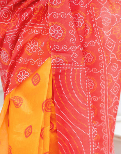 Ready To Wear Red Linen Printed Saree