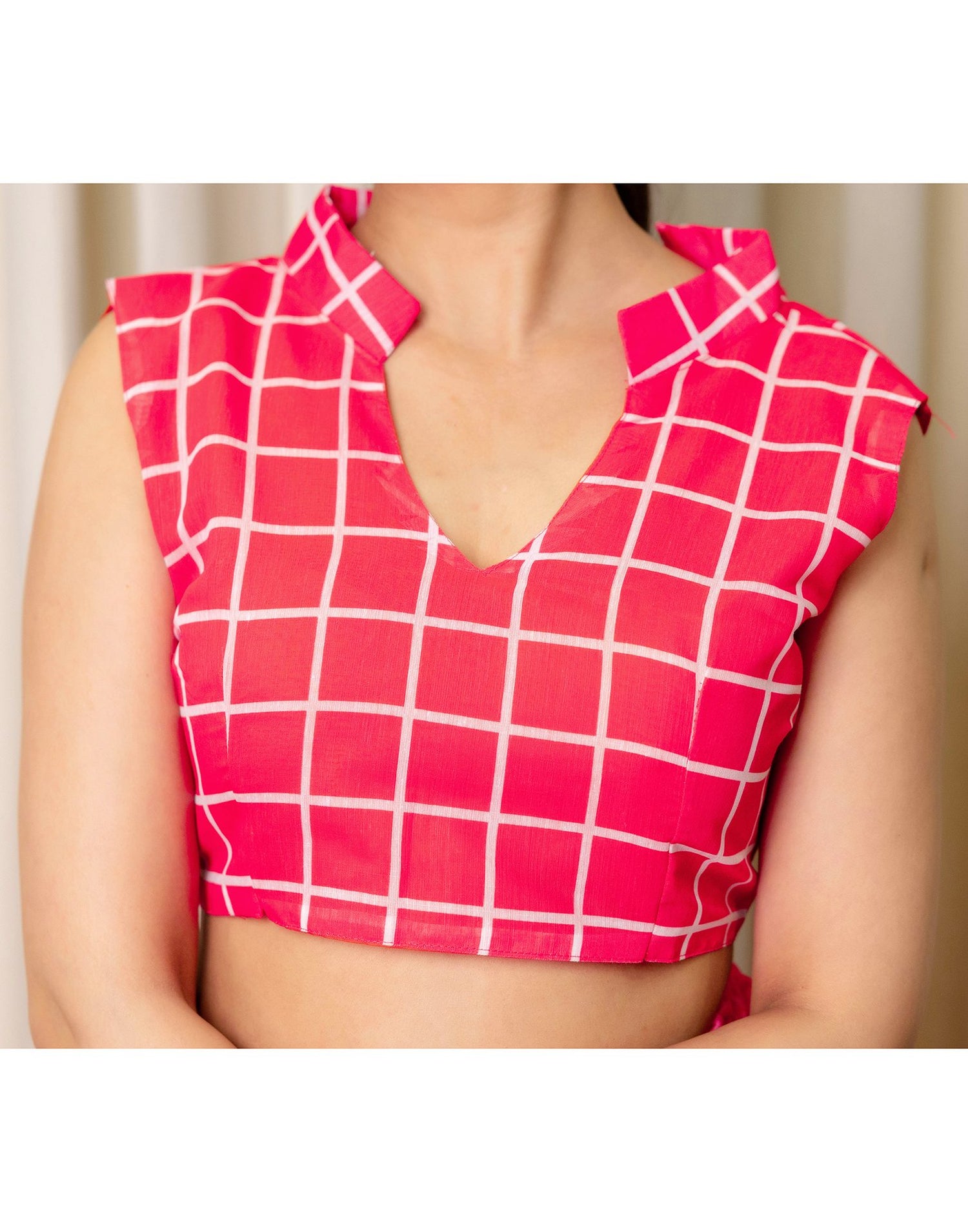 Ready To Wear Coral Pink Linen Printed Saree