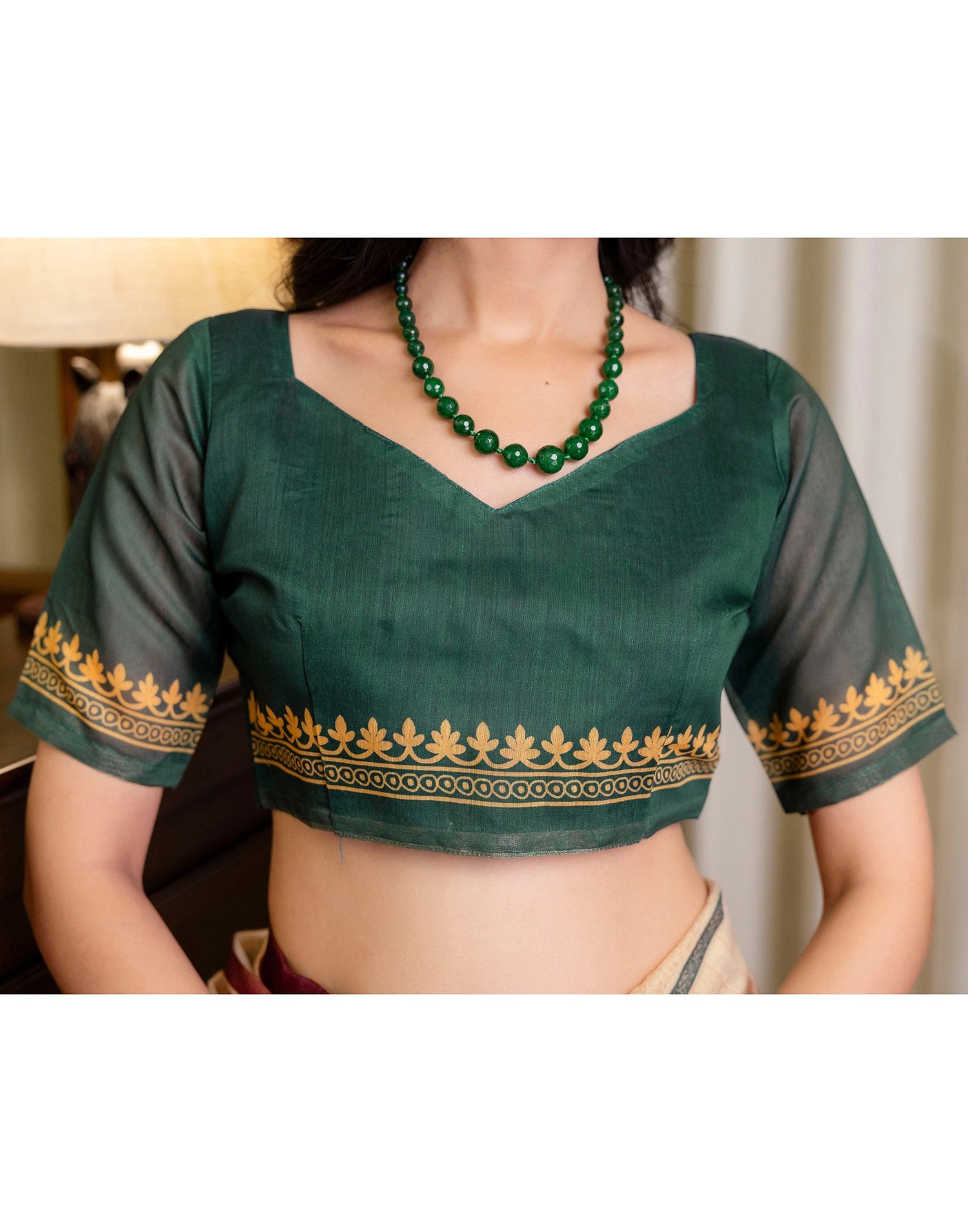 Ready To Wear Light Peach Linen Printed Saree