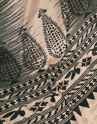 Ready To Wear Light Beige Chinnon Printed Saree
