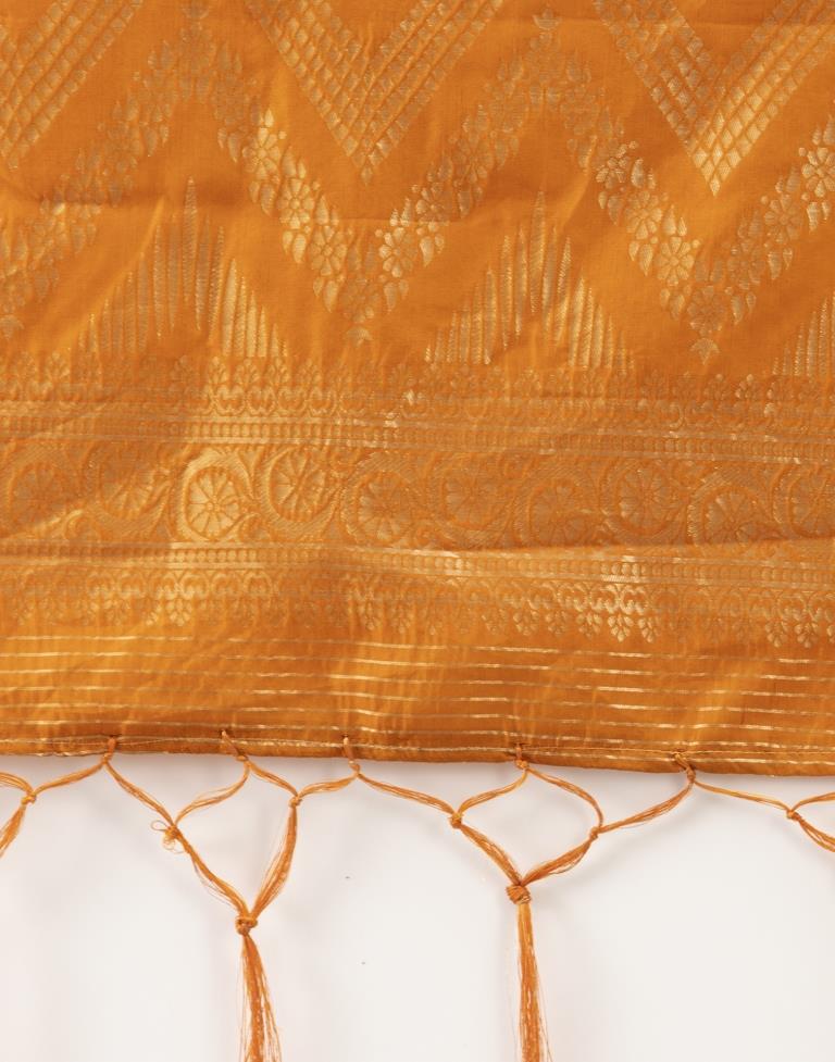Tremendous Burnt Orange Coloured Poly Silk Jacquard Dupatta | Sudathi