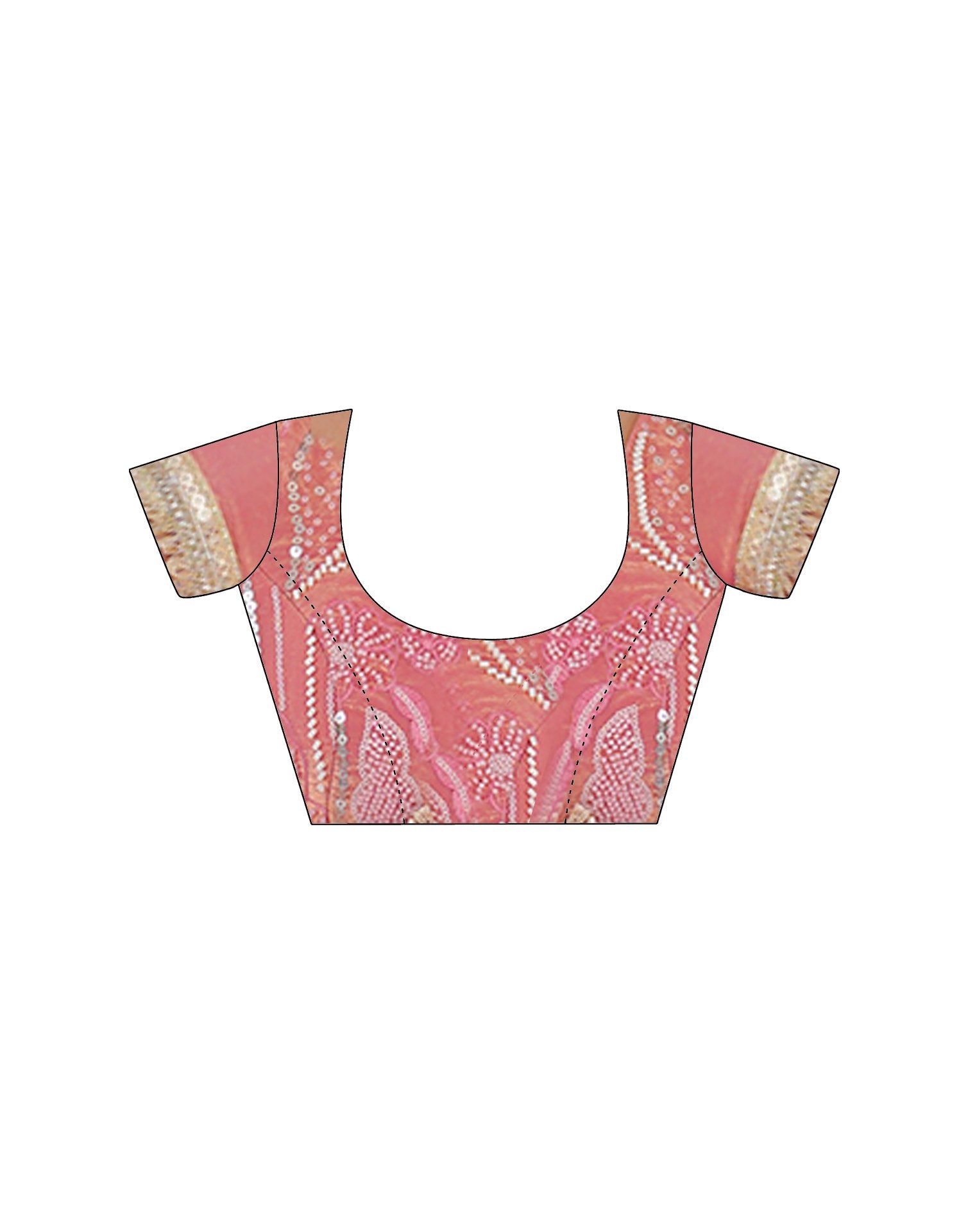 Ready To Wear Coral Pink Shimmer Gota Lace Saree